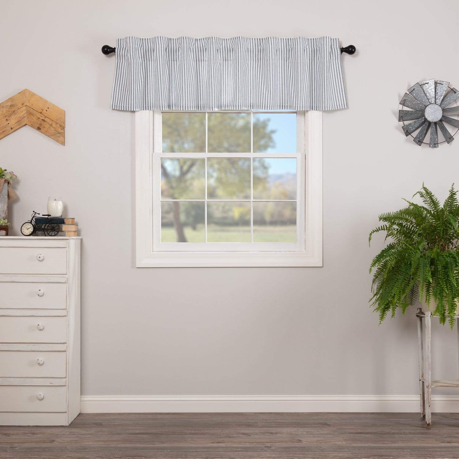 Sawyer Mill Blue Ticking Stripe Valance