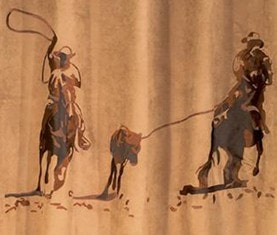 Embroidered Team Roping Shower Curtain