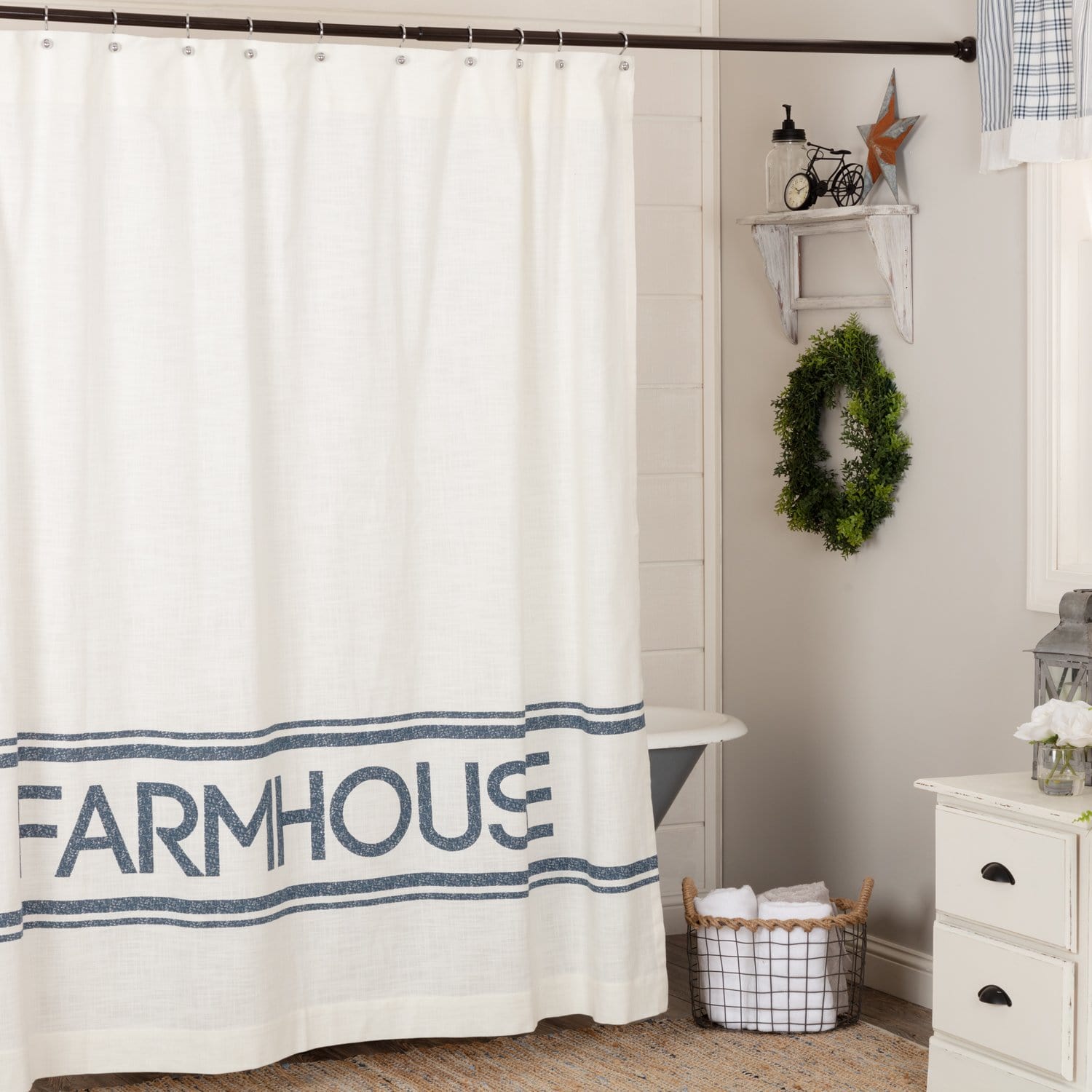 Sawyer Mill Blue Farmhouse Shower Curtain