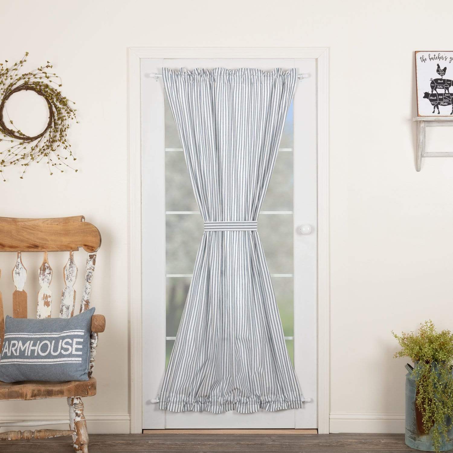 Sawyer Mill Blue Ticking Stripe Door Panel