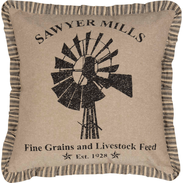 Sawyer Mill Charcoal Windmill Pillow