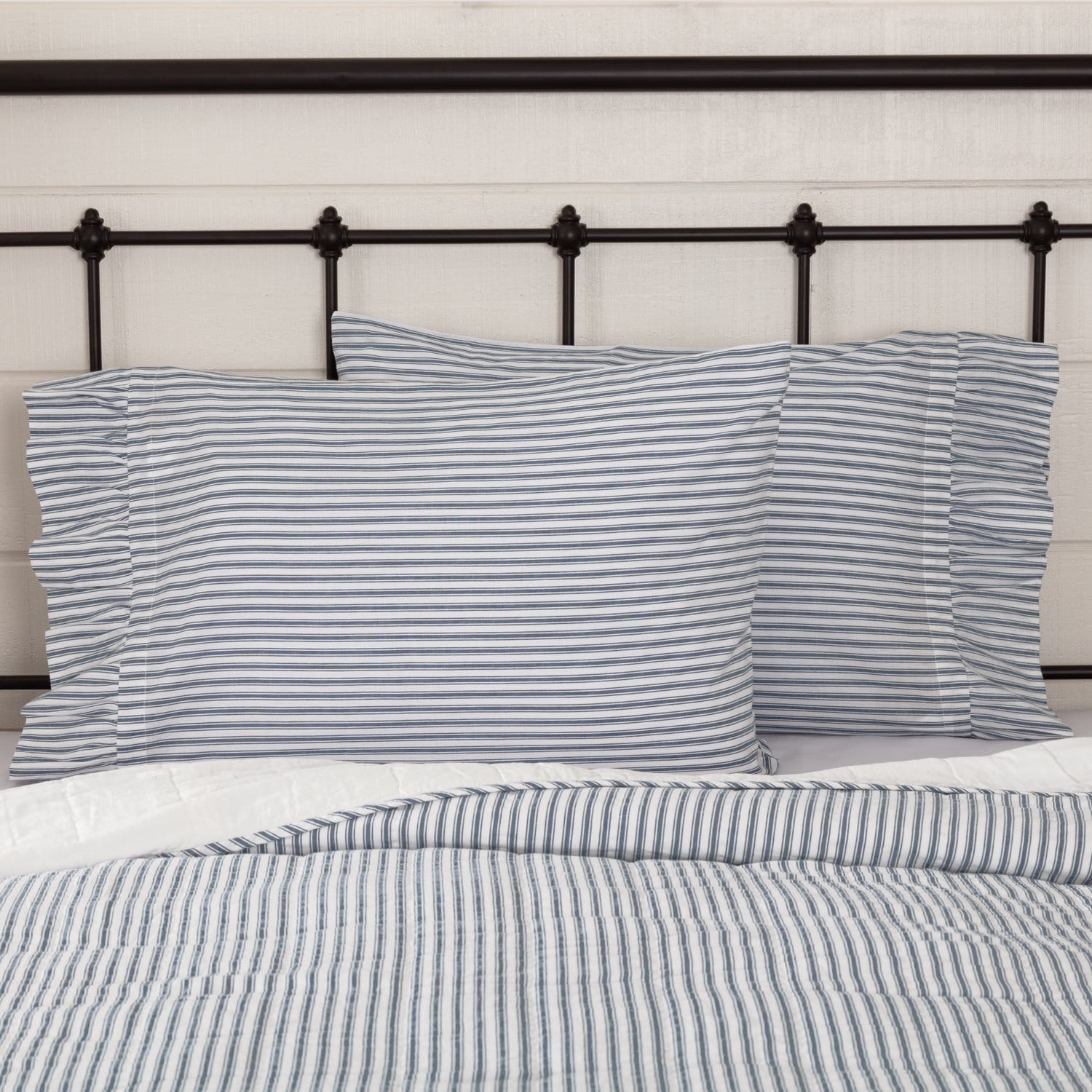 Sawyer Mill Blue Ticking Stripe Pillow Case Set