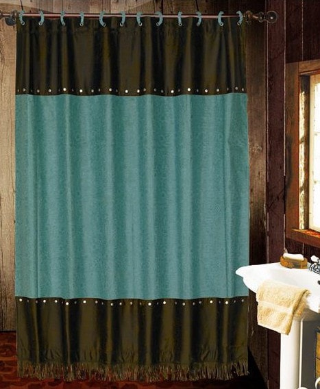 Cheyenne Turquoise Shower Curtain Retro Barn Country Linens