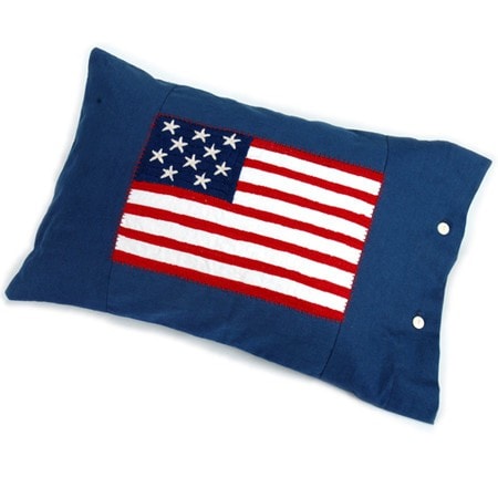 Embroidered Denim Flag Pillow