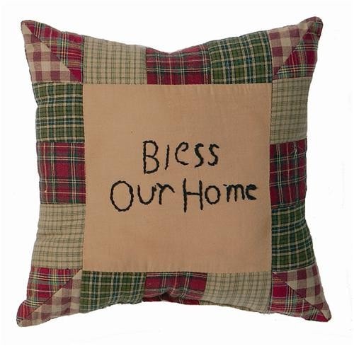 Tea Cabin "Bless Our Home" Pillow